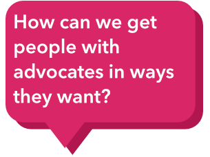 How do we get people to lawyers, and other types of advocates, in ways that people will actually want to engage with them?