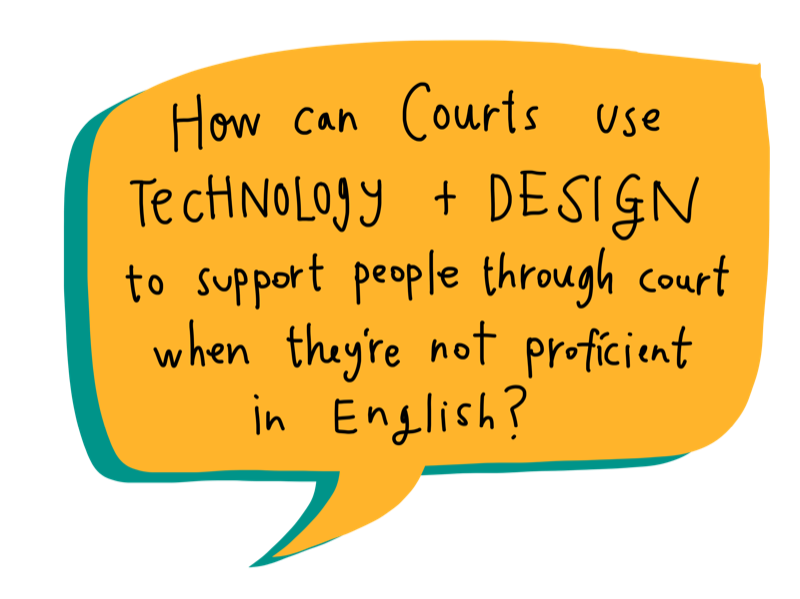 How can we best use technology to support people going through court without a lawyer, when they are not proficient in English?
